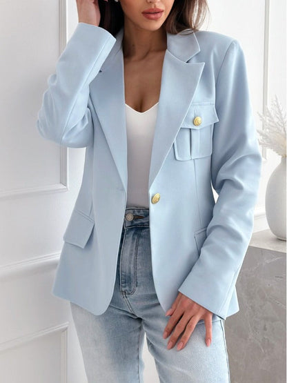 Women's Blazer – Tailored Fit – Wool Blend – Double Breasted – Notch Lapel – Long Sleeve