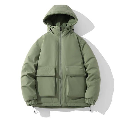 Men’s Hooded Jacket – Quilted Insulation – Oversized Fit – Zip Front – Elastic Cuffs