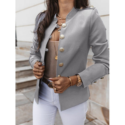 Women’s Blazer – Slim Fit – Double Breasted – Structured Shoulders – Cotton Blend – Waist Length