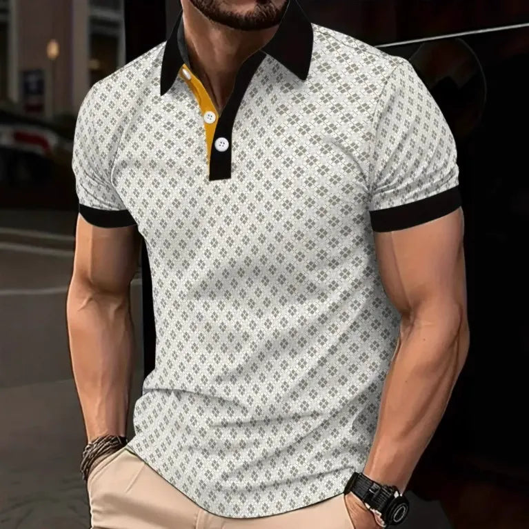 Men’s Polo Shirt – Slim Fit – Cotton – 3D Print – Short Sleeve Casual Style