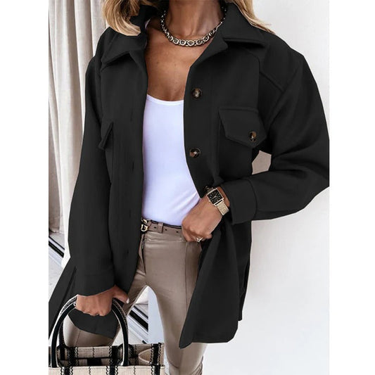 Women’s Windproof Jacket – Oversized Fit – Button Front – Hip Length – Casual Wear