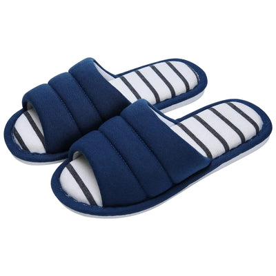 Women’s Slippers – Plush Quilted Strap – Open Toe – Cushioned Slip-On Indoor Flats