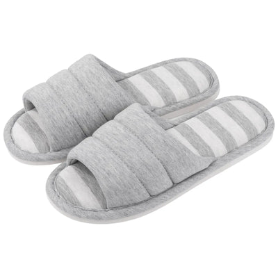 Women’s Slippers – Plush Quilted Strap – Open Toe – Cushioned Slip-On Indoor Flats