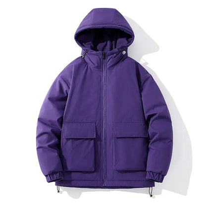 Men’s Hooded Jacket – Quilted Insulation – Oversized Fit – Zip Front – Elastic Cuffs