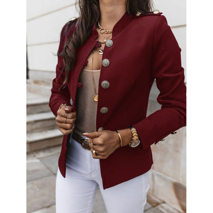 Women’s Blazer – Slim Fit – Double Breasted – Structured Shoulders – Cotton Blend – Waist Length