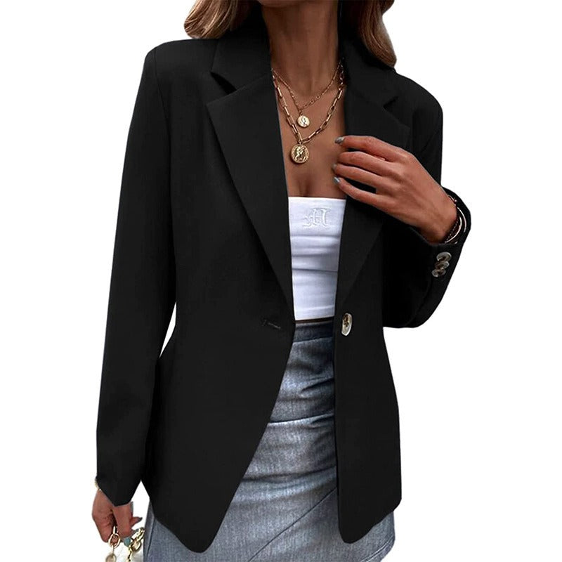 Women’s Blazer – Tailored Fit – Wool Blend – Single Button – Notched Lapel – Hip Length