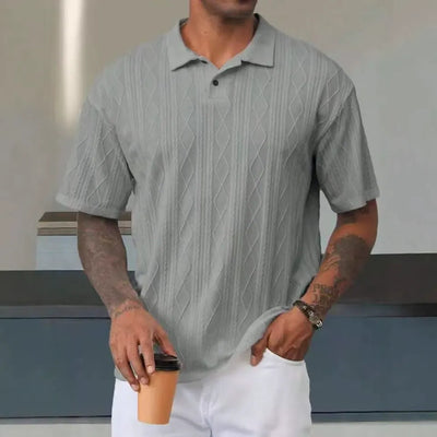 Men’s Polo Shirt – Relaxed Fit – Cotton – Textured Knit – Casual Short Sleeve