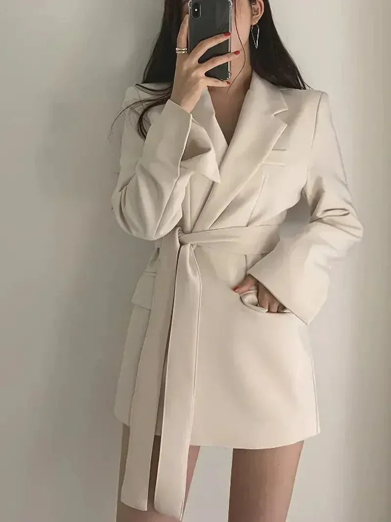Women’s Blazer Dress – Tailored Fit – Double Breasted – Belted Waist – Long Sleeve