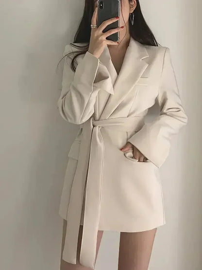 Women’s Blazer Dress – Tailored Fit – Double Breasted – Belted Waist – Long Sleeve