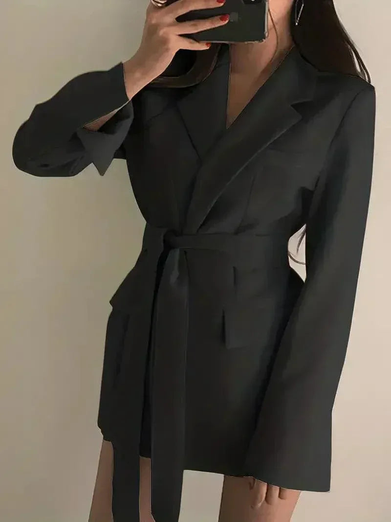 Women’s Blazer Dress – Tailored Fit – Double Breasted – Belted Waist – Long Sleeve