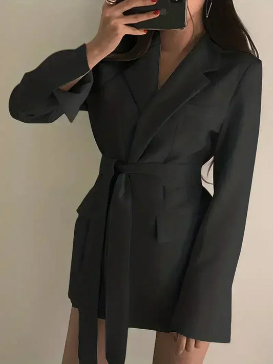 Women’s Blazer Dress – Tailored Fit – Double Breasted – Belted Waist – Long Sleeve