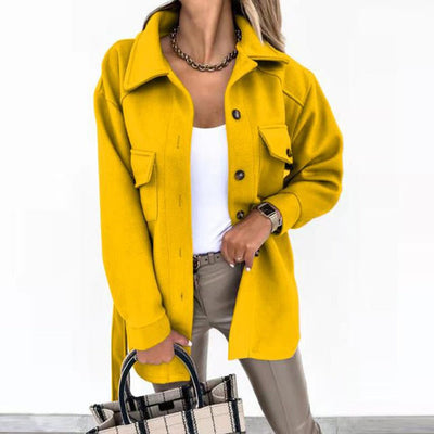 Women’s Shacket Jacket – Oversized Longline Fit – Belted Waist – Chest Flap Pockets