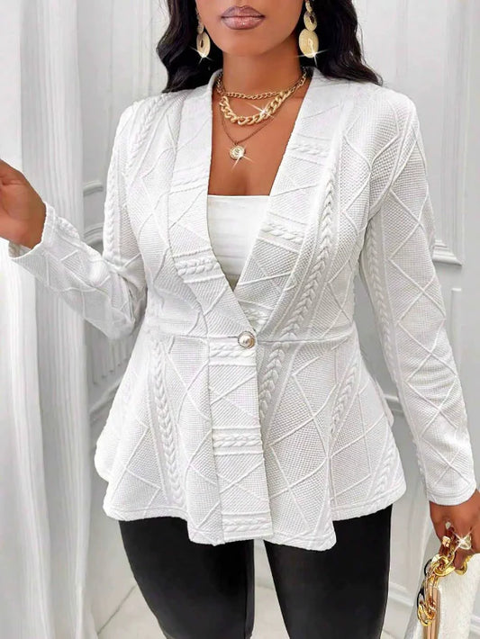 Women’s Blazer – Slim Fit – Jacquard Woven Texture – Single Button – Notched Collar