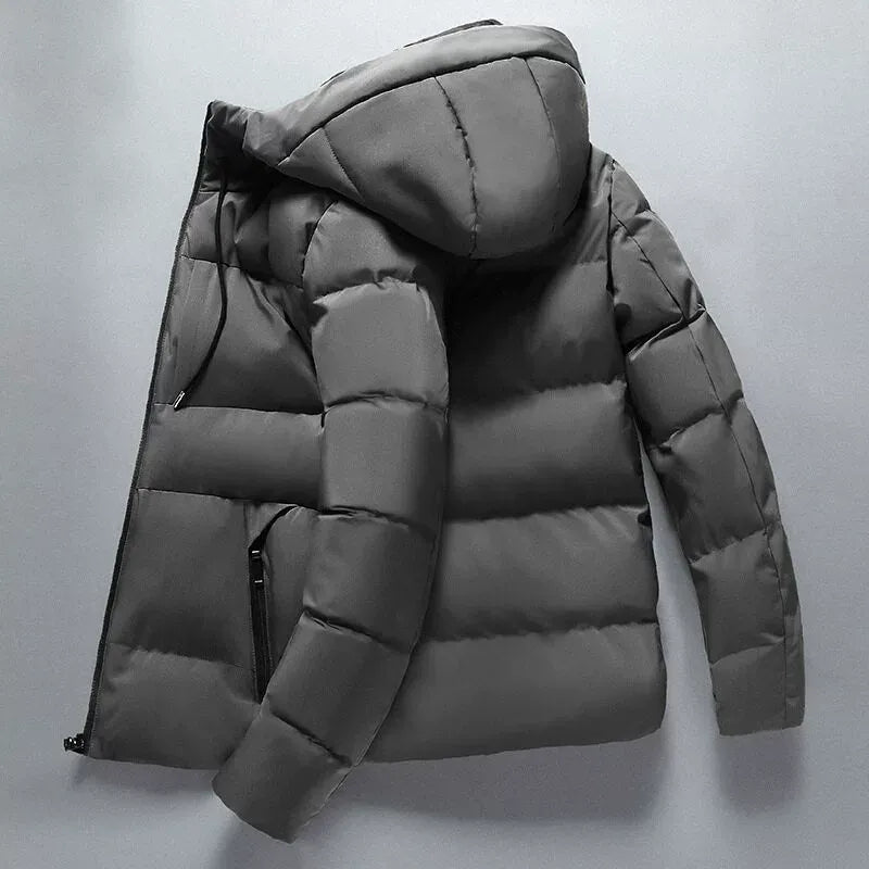 Men’s Hooded Jacket – Quilted Slim Fit – Cotton Padded – Insulated Casual Outerwear