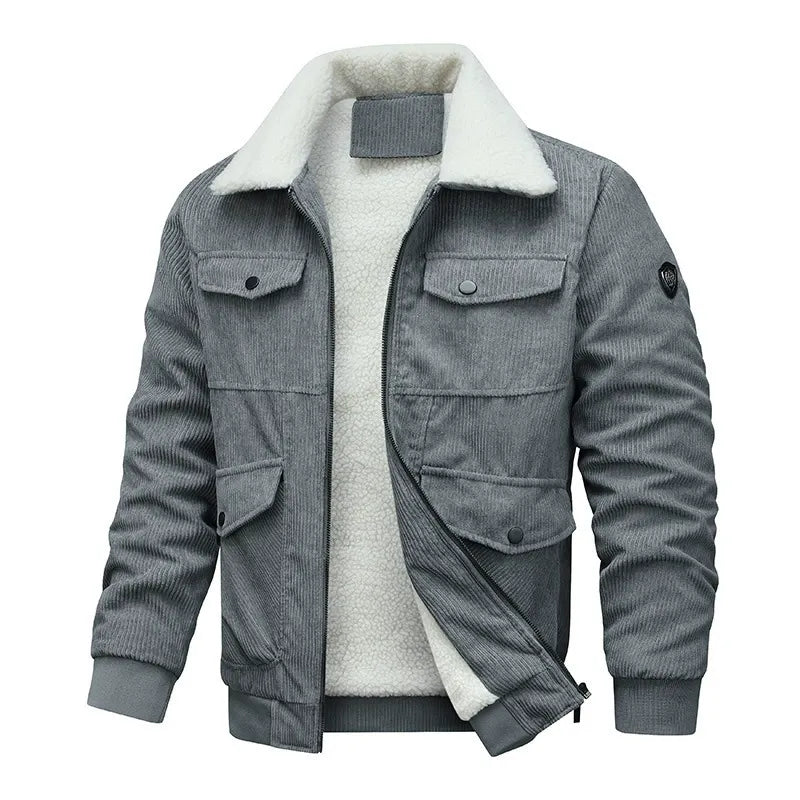 Men’s Jacket – Corduroy Exterior – Sherpa Lined – Relaxed Fit – Four Pockets