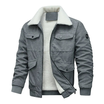 Men’s Jacket – Corduroy Exterior – Sherpa Lined – Relaxed Fit – Four Pockets