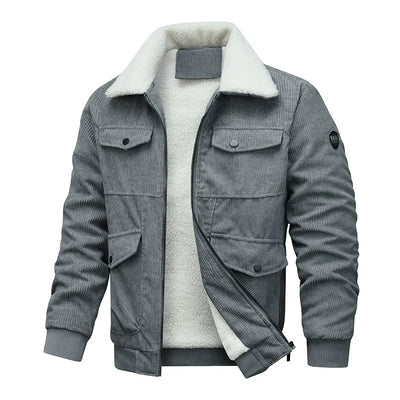 Men’s Jacket – Corduroy Exterior – Sherpa Lined – Relaxed Fit – Four Pockets