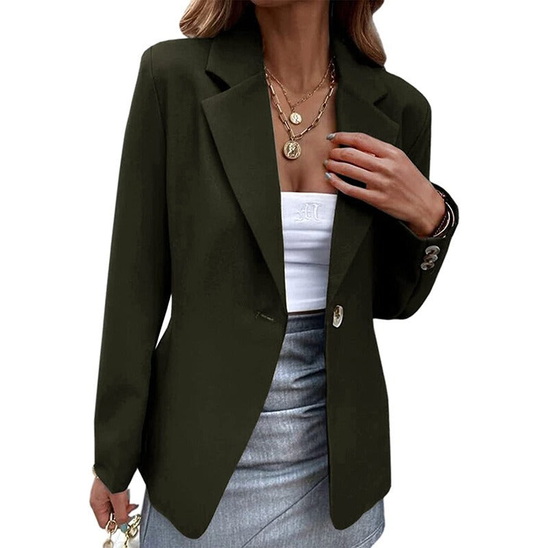 Women’s Blazer – Tailored Fit – Wool Blend – Single Button – Notched Lapel – Hip Length