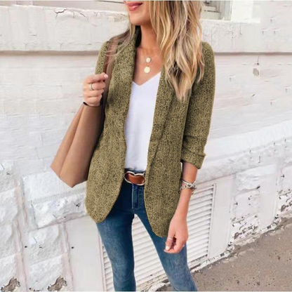 Women’s Blazer – Slim Fit – Woven Fabric – Notched Lapel – Short Tailored Jacket