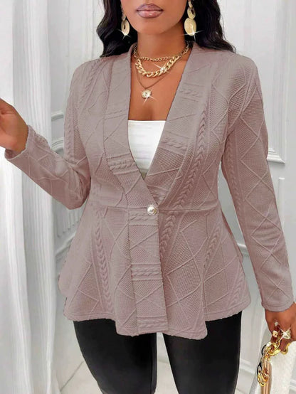 Women’s Blazer – Slim Fit – Jacquard Woven Texture – Single Button – Notched Collar