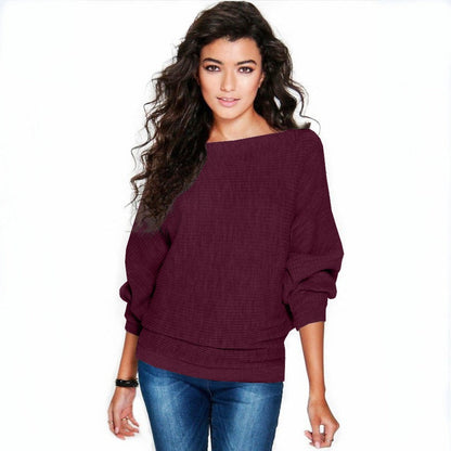 Women’s Sweatshirt – Relaxed Fit – Ribbed Knit – Boat Neck – Long Sleeve Casual Style