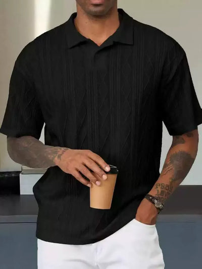 Men’s Polo Shirt – Relaxed Fit – Cotton – Textured Knit – Casual Short Sleeve