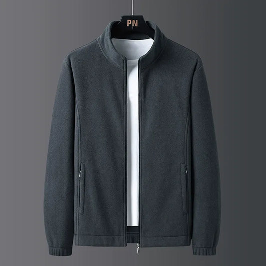 Men’s Fleece Jacket – Regular Fit – Stand Collar – Full Zip – Elastic Trim – Pockets