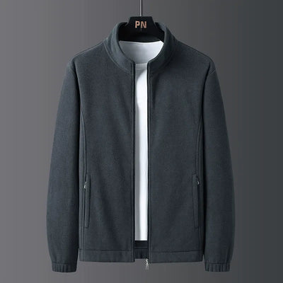 Men’s Fleece Jacket – Regular Fit – Stand Collar – Full Zip – Elastic Trim – Pockets
