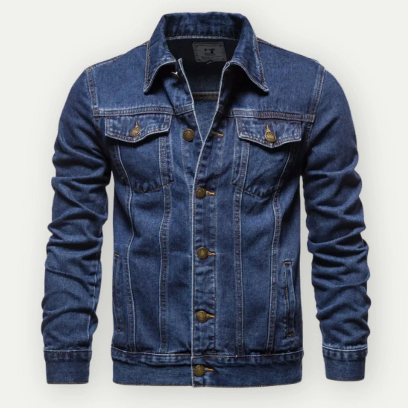 Men’s Trucker Jacket – Tailored Fit – Denim – Button Front – Chest and Side Pockets