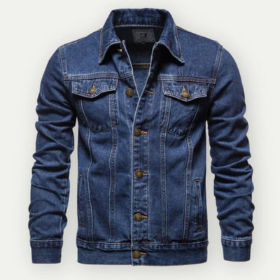 Men’s Trucker Jacket – Tailored Fit – Denim – Button Front – Chest and Side Pockets