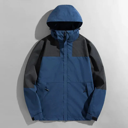 Men’s Outdoor Jacket – Regular Fit – Water-Resistant – Windproof – Detachable Hood