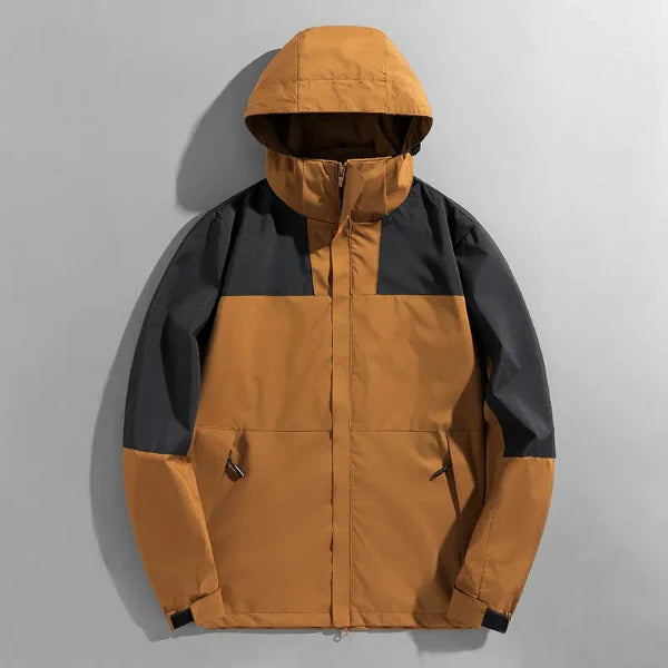 Men’s Outdoor Jacket – Regular Fit – Water-Resistant – Windproof – Detachable Hood