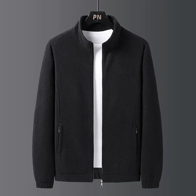 Men’s Fleece Jacket – Regular Fit – Stand Collar – Full Zip – Elastic Trim – Pockets