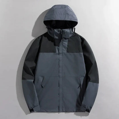 Men’s Outdoor Jacket – Regular Fit – Water-Resistant – Windproof – Detachable Hood