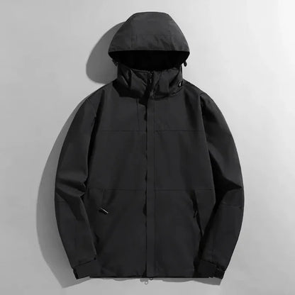 Men’s Outdoor Jacket – Regular Fit – Water-Resistant – Windproof – Detachable Hood