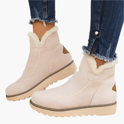 Women’s Snow Boots – Faux Fur Lined – Suede Look – Mid-Calf – Non-Slip Sole