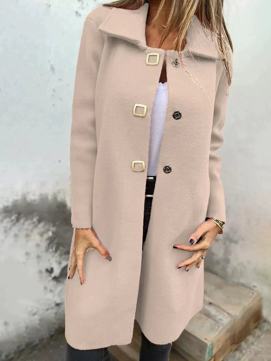 Women’s Wool Coat – Tailored Fit – Mid-Length – Single-Breasted with Wide Lapel