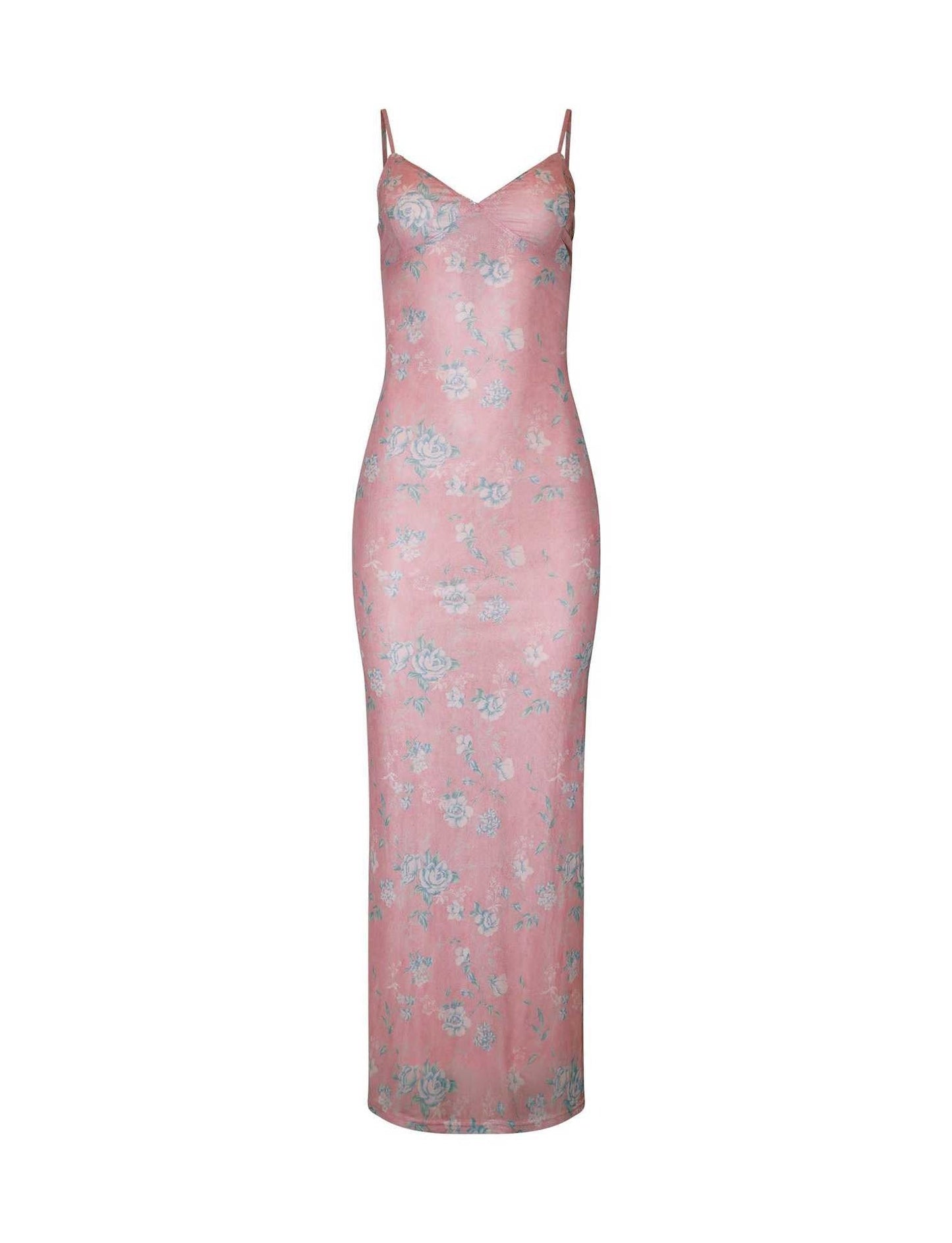 Women’s Maxi Dress – Slim Fit – Spaghetti Strap – Floral Print