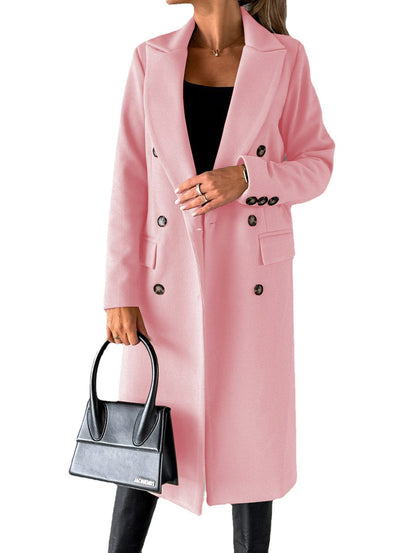 Women’s Trench Coat – Tailored Fit – Wool Blend – Double-Breasted – Knee Length