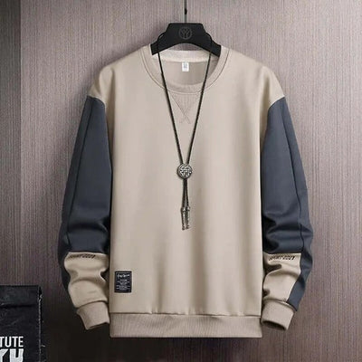 Men’s Sweatshirt – Relaxed Fit – Two-Tone – Raglan Sleeves – Ribbed Crewneck Casual