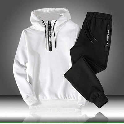 Men’s Tracksuit Set – Relaxed Fit Hoodie with Quarter Zip – Tapered Joggers with Drawstring Waist