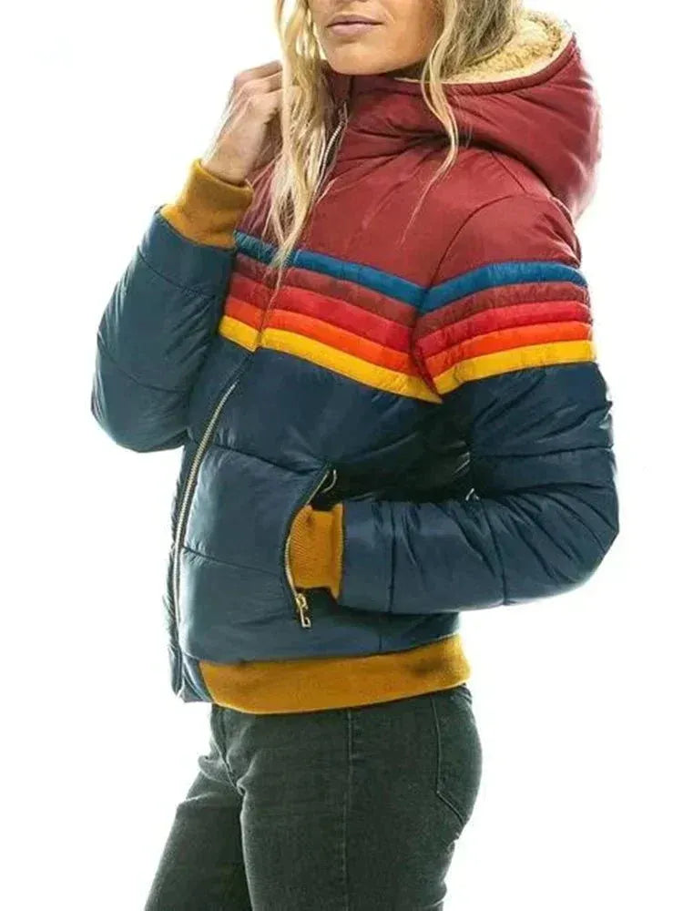 Women’s Puffer Jacket – Quilted Insulated – Slim Fit – High Collar – Zipped Pockets