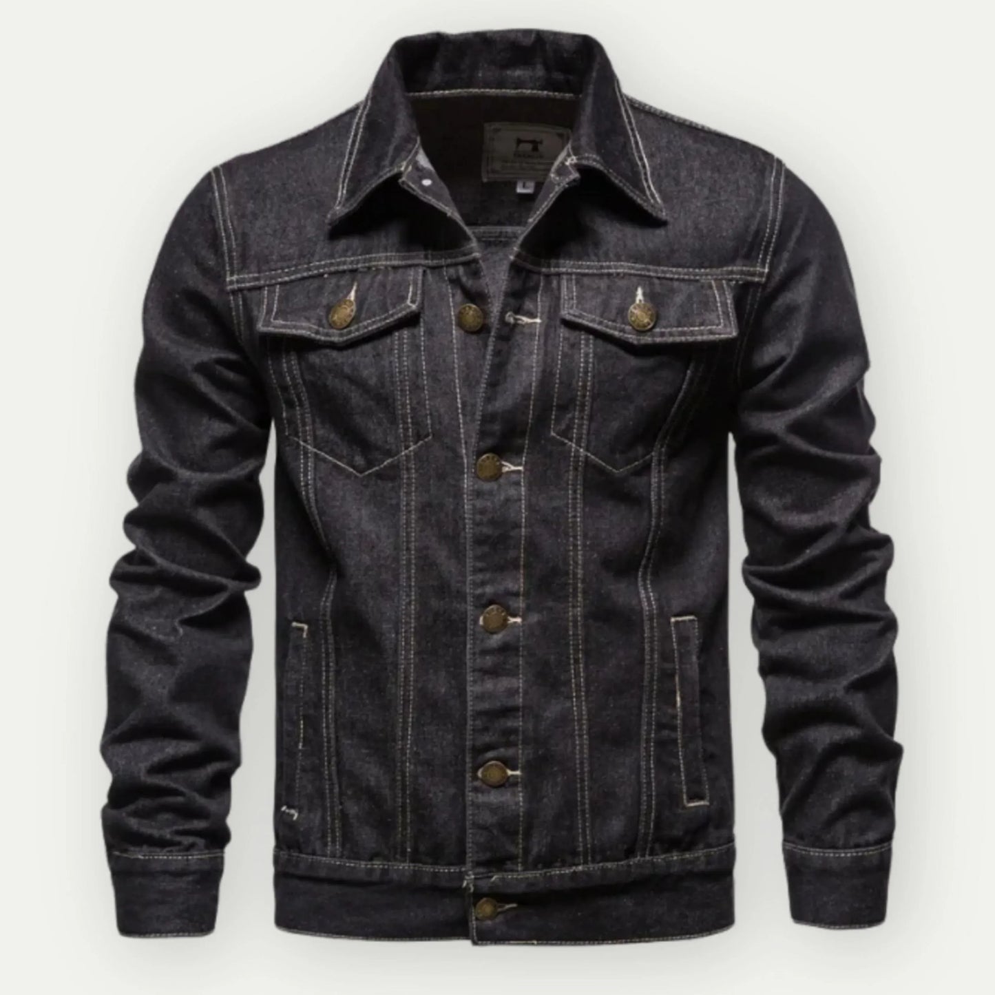Men’s Trucker Jacket – Tailored Fit – Denim – Button Front – Chest and Side Pockets