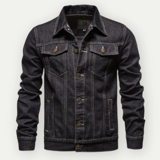 Men’s Trucker Jacket – Tailored Fit – Denim – Button Front – Chest and Side Pockets