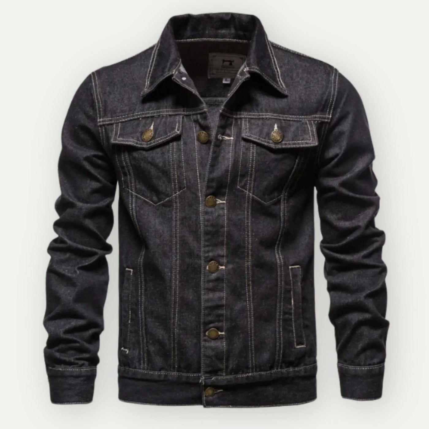 Men’s Trucker Jacket – Tailored Fit – Denim – Button Front – Chest and Side Pockets