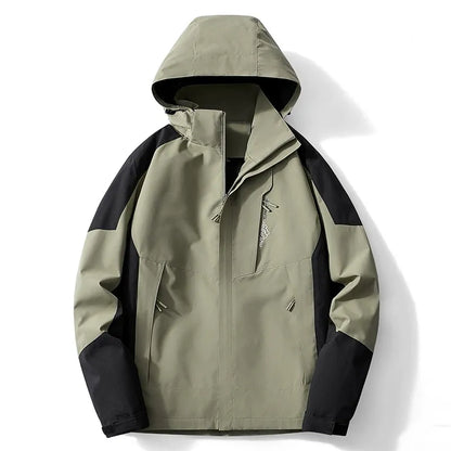 Men’s Outdoor Jacket – Water-Resistant – Adjustable Hood – Zippered Pockets – Regular Fit