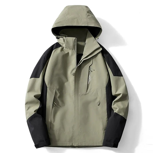 Men’s Outdoor Jacket – Water-Resistant – Adjustable Hood – Zippered Pockets – Regular Fit