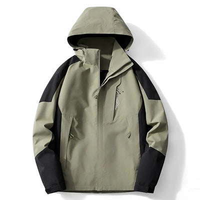Men’s Outdoor Jacket – Water-Resistant – Adjustable Hood – Zippered Pockets – Regular Fit