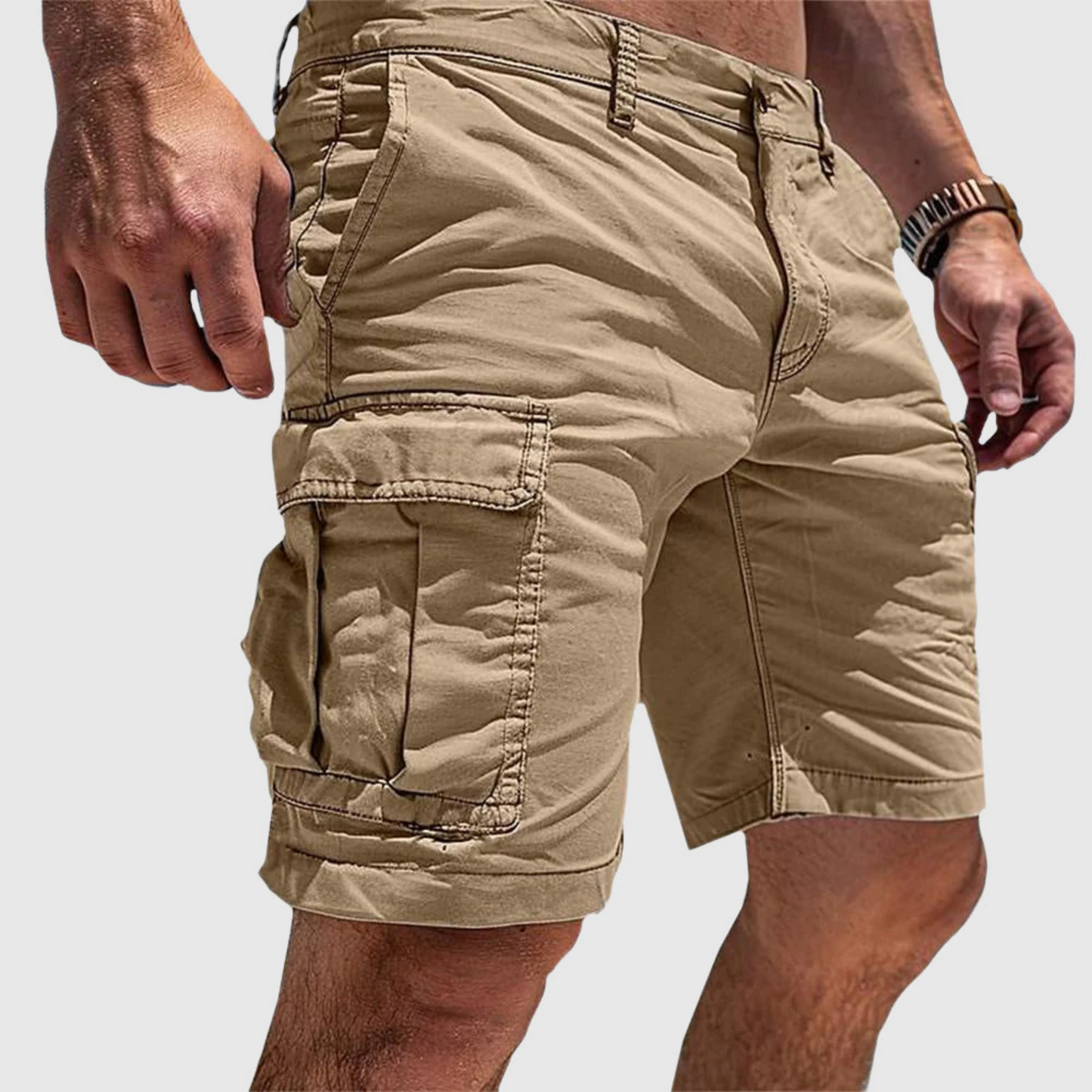 Men’s Cargo Shorts – Relaxed Fit – Cotton – Knee Length – Flap Pockets – Casual Wear