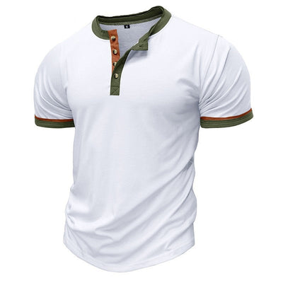 Men’s Henley Shirt – Cotton – Regular Fit – Short Sleeve – Contrast Trim Casual Wear